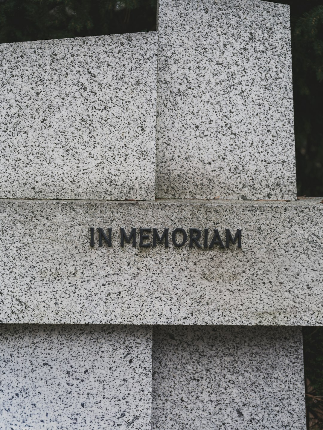 Granite headstone with engraved inscription
